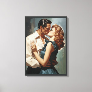 Vintage Kissing Couple Canvas Print