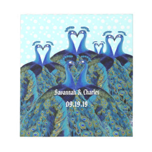 Vintage Kissing Peacocks Wedding Favours Notepad