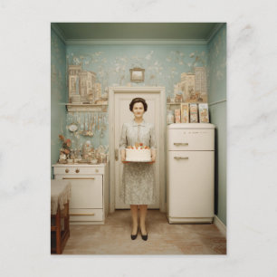 Vintage Kitchen Cake Portrait Postcard