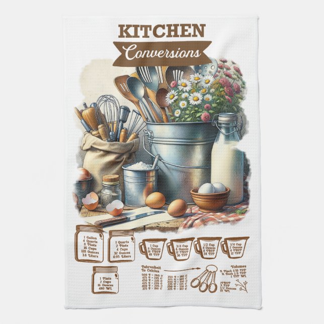 Vintage Kitchen Conversions  Tea Towel (Vertical)