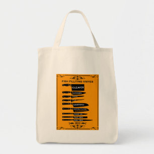 Vintage Kitchen Fish Filleting Knife Chart Tote Bag
