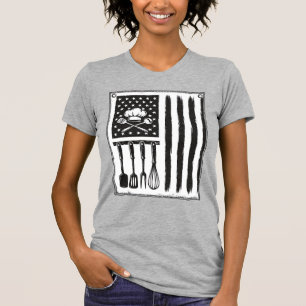Vintage Kitchen Flag Cooking Utensils Shirt Design