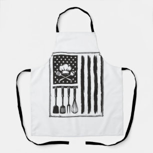Vintage Kitchen Flag Cooking Utensils Shirt Design Apron