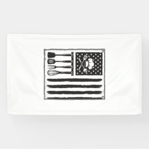 Vintage Kitchen Flag Cooking Utensils Shirt Design Banner