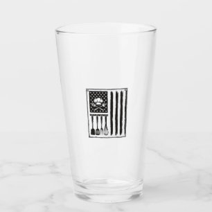 Vintage Kitchen Flag Cooking Utensils Shirt Design Glass
