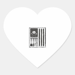 Vintage Kitchen Flag Cooking Utensils Shirt Design Heart Sticker