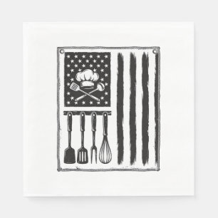 Vintage Kitchen Flag Cooking Utensils Shirt Design Napkin