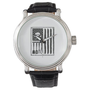 Vintage Kitchen Flag Cooking Utensils Shirt Design Watch