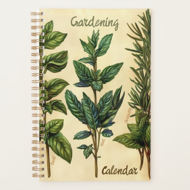 Vintage Kitchen herbs Basilica Minze Rosmarin Planner (Front)