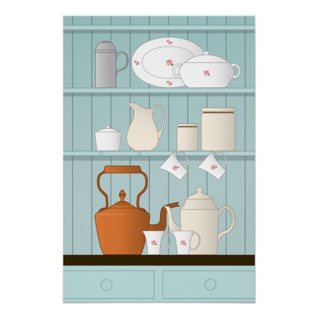 Vintage Kitchen Illustration Poster (Front)