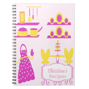 Vintage kitchen recipe cookbook monogram notebook