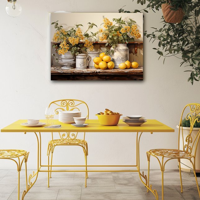 Vintage Kitchen Shelf Yellow Containers Flowers Poster (Creator Uploaded)