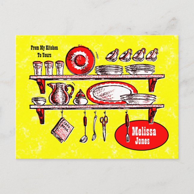 Vintage Kitchen Shelves Recipe Card (Front)