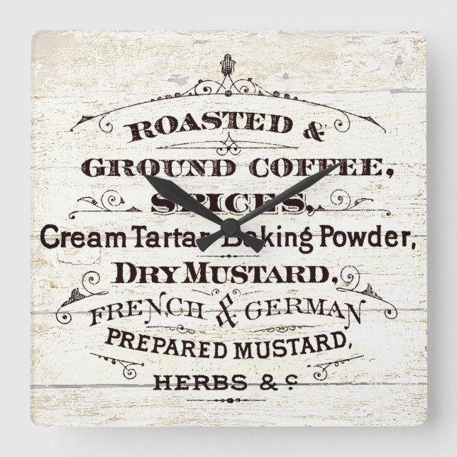 Vintage kitchen square wall clock (Front)