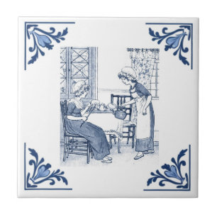 Vintage Kitchen Toast & Tea Delft Blue & White Tile