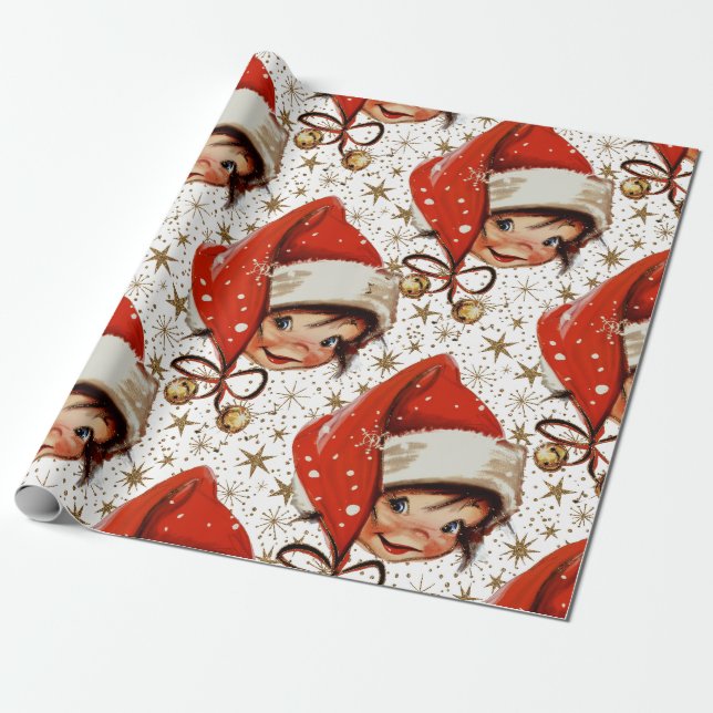 Vintage Kitsch Christmas Cheer Large Scale Wrapping Paper (Unrolled)
