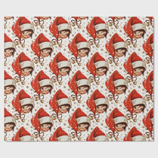Vintage Kitsch Christmas Cheer Small Scale Wrapping Paper (Flat)