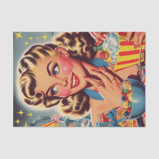 Vintage Kitsch Girl  Tissue Paper (Front)