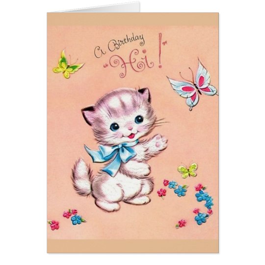 Vintage Kitten Birthday Greeting Card