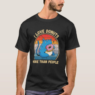 Vintage Kitten Cat I Love Doughnuts More Than Peop T-Shirt