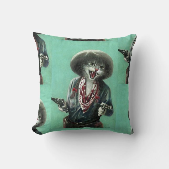 Vintage Kitten Cowgirl Cushion, Cushion (Front)