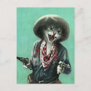 Vintage Kitten Cowgirl Postcard