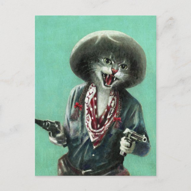 Vintage Kitten Cowgirl  Postcard (Front)