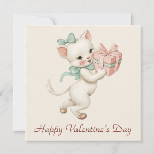 Vintage Kitten Gift Valentine`s Day Card