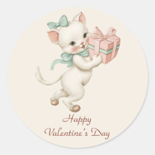 Vintage Kitten Gift Valentine`s Day Classic Round Sticker