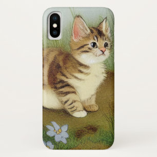 Vintage Kitten Illustration with Flowers Case-Mate iPhone Case