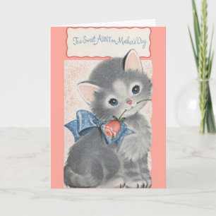 Vintage Kitten Mother's Day Card For Aunt