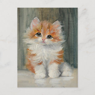 Vintage Kitten Painting Postcard