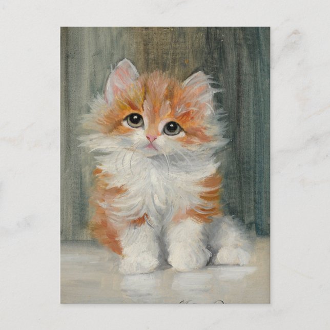 Vintage Kitten Painting  Postcard (Front)