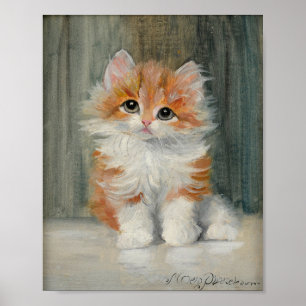 Vintage Kitten Painting Poster
