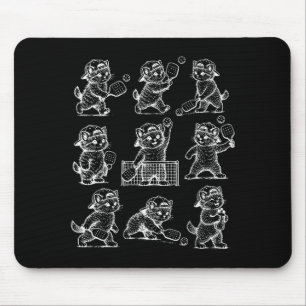 Vintage kitten playing pickleball cute cat mouse pad
