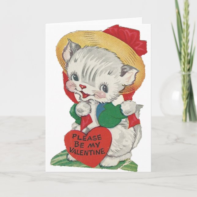 Vintage Kitten Valentine Holiday Card (Front)