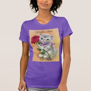 Vintage Kitten With Rose T-Shirt