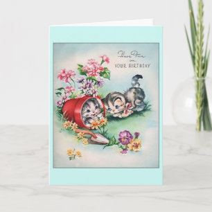 Vintage Kittens Birthday Greeting Card