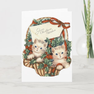 Vintage Kittens Christmas Greeting Card
