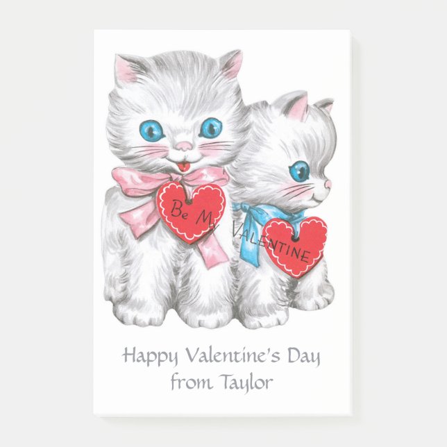 Vintage Kittens custom text Post-It notes (Front)