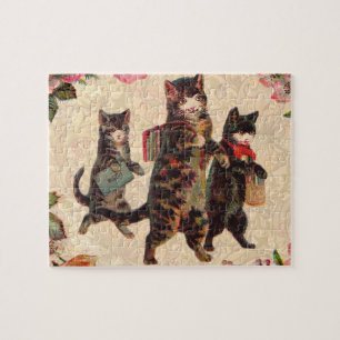 Vintage Kittens Going to School Print: Victorian Jigsaw Puzzle