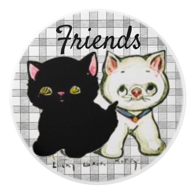 Vintage Kittens Image Ceramic Pull (Front)