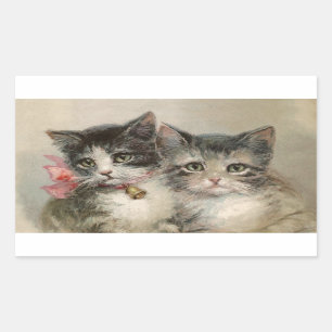 Vintage Kittens Rectangular Sticker