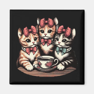 Vintage Kittens Tea Party Magnet