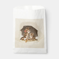Vintage Kittens Under Umbrella Antique Cat art