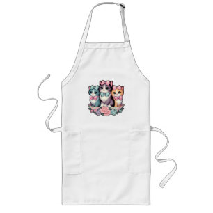 Vintage Kittens Wearing Bows Long Apron