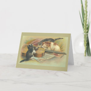 Vintage Kittens with Guitar Note Card