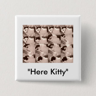 Vintage Kitty Cat/Black & White Photo 15 Cm Square Badge