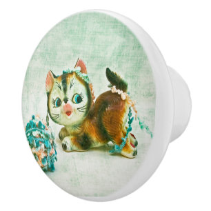 Vintage Kitty Cat Ceramic Knob