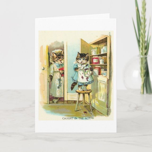 Vintage - Kitty Caught in the Act, Card (Front)